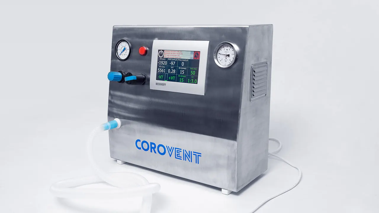CoroVent – plicní ventilátor s logem
